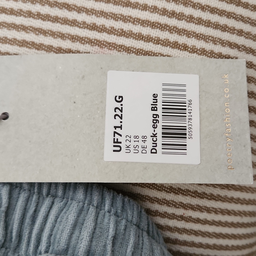 Corduroy Stretch Waist Band Poetry Pants Size 18 Duck Egg Blue - Picture 4 of 4
